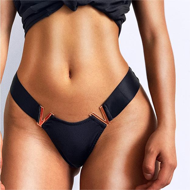 Generic Women's Nylon Spandex Mid Waist Nude Hip Cut Brazilian