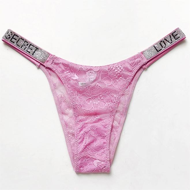 Women Shiny Rhinestone Panties Sexy Lingerie Women Low Rise Nylon